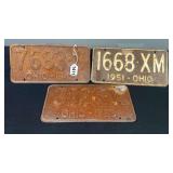 1942, 1951, & 1956 Ohio License Plates