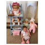 Play Dolls, Baby Doll High Chair, & Misc.