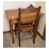 Wooden Sewing Table & Woven Chair