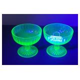 Pair of Uranium Glass Punch Glasses