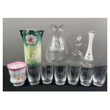 Crystal Glass Pitcher & Glass Set and Assorted Glassware