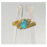 10kt Gold Ring with Blue Topaz Gemstone Size 6.5