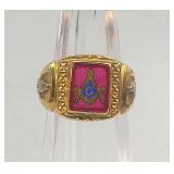 Unmarked Gold Masonic Ring Size 10