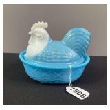 Blue and White Nesting Hen Candy Dish