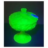 Uranium Glass Candy Bowl with Lid