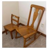 Wooden Rocking Chair & Child
