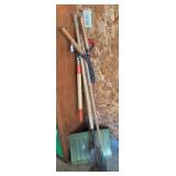 Shovels, Hedge Trimmers, & Hoe
