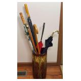 Walking Canes, Umbrellas, & Majolica Style Holder
