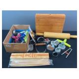 Butcher Block Style Cutting Board, Cookie Cutters, & Misc.