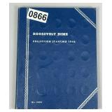 Roosevelt Head Dime Collector Book with Dimes