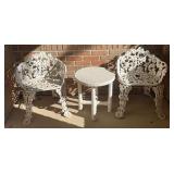 Iron Decorative Chairs & Plastic Side Table