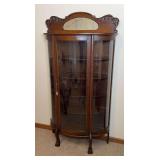 Claw Footed Curved Glass Curio Display Cabinet