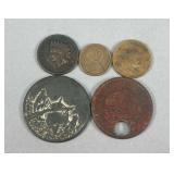 Indian Head Penny, 1942 Republic of Ireland Count, & Assorted Coins