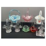 Fenton Glass Baskets & Assorted Handled Baskets