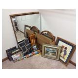 Corner Lot of Mirrors, Framed Pictures & Paintings, & Misc. Decor