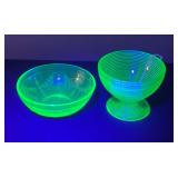 Pair of Uranium Glass Dishes