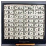 Federal Reserve One Dollar Bill Uncut Sheet