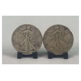 Pair of 1942 Walking Liberty Half Dollars