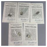 (5) Silver Medallions with Certificates of Authenticity