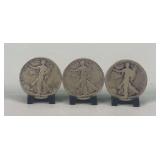 (3) Walking Liberty Half Dollars