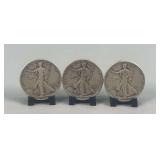 (3) Walking Liberty Half Dollars