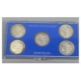 United States Mint Silver Dollars Case with (5) Morgan Silver Dollars