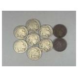 (9) Buffalo Nickels
