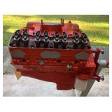 Chevrolet 350 Small Block V8 Engine with Oil Pan, Chrome Timing Cover & Engine Stand