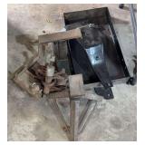 Jack Stand, Cast Iron Trolley, & Metal Pieces