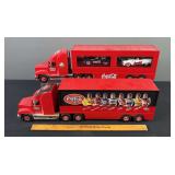 Pair of Coca-Cola Model Semi Trucks & Ruler