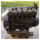 Vintage 4-Cylinder Flathead Engine with Flywheel & Housing