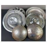 Lincoln Zephyr Hub Cap & Stack of Assorted Hub caps