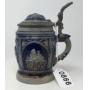 Glazed Stoneware 1/4 Liter Pewter Lidded Stein