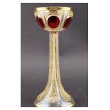 Bohemian Glass Gilt Ruby Overlay Goblet