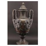 Neoclassical Bronze Urn w/ Grape Vine Relief