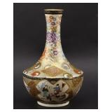 Japanese Satsuma Porcelain Vase w/ Figural Floral