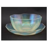 Steuben (?) Art Glass Bowl w/ Underplate