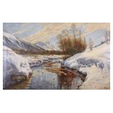 Signed H R Butman O/C Winter Landscape Painting