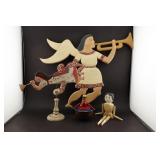 Folk Art Painted Wood Angel Wall Hanging