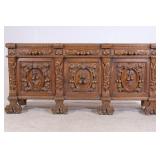 Carved Oak Renaissance Style Sideboard