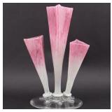 Steuben Art Glass Epergne w 3 Trumpet Vases