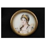 Signed Miniature Portrait Painting w/ Gilt Frame