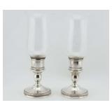 Sterling Silver Hurricane Candleholders A Pair