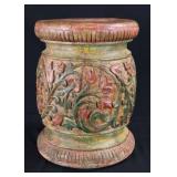 Tibetan Polychrome Carved Wood Stool