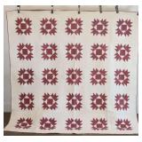 Antique Red White Bear Paw Quilt