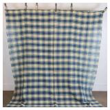 Blue White Plaid Wool Blanket
