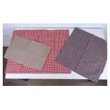 Set 3 Cotton Ticking Covers w/ Checked Fabric