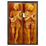 2 19th Century Figural Tiles. Musicians