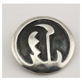 Sterling Silver Pendant Brooch w/ Abstract Design