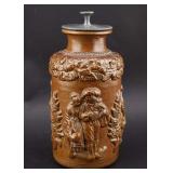 Stoneware Tobacco Jar w/ Pewter Lid